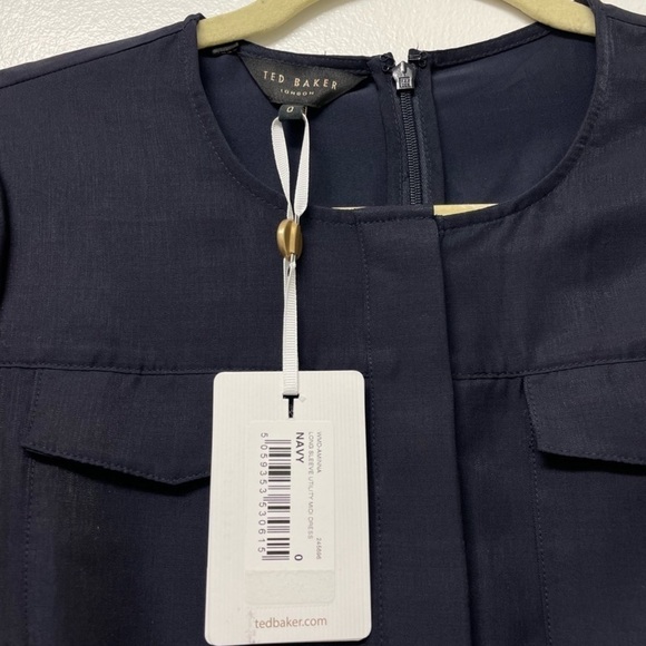 Ted Baker Aminna Belted Long Sleeve Dress in Navy Blue Sz. XXS Sz. 00  - BNWT - Picture 8 of 12